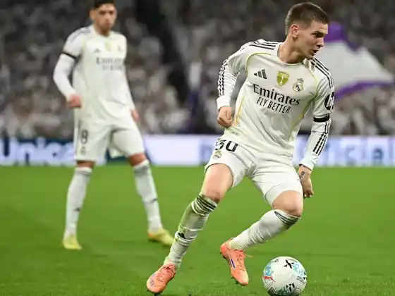 Franco Mastantuono en acción con la camiseta del Real Madrid